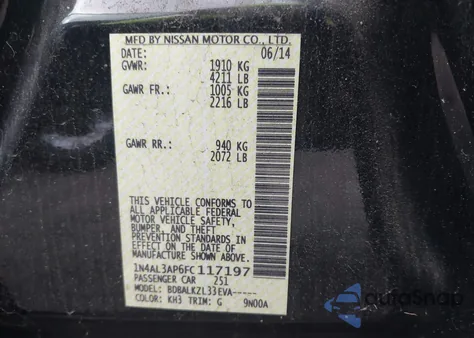 2015 Nissan Altima 2.5 Sv из США, поврежденный, VIN 1N4AL3AP6FC117197